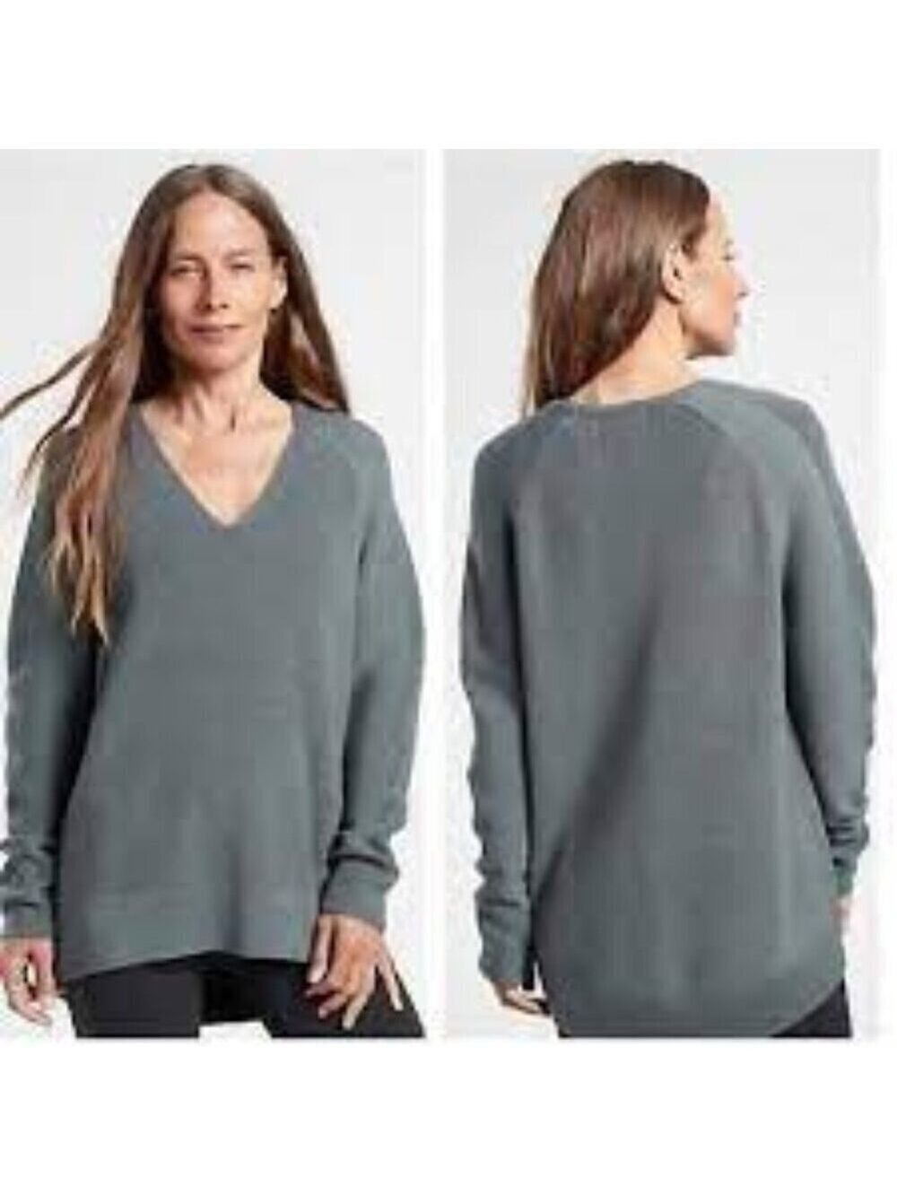Athleta Grey  Hanover V-neck Sweater Size L
